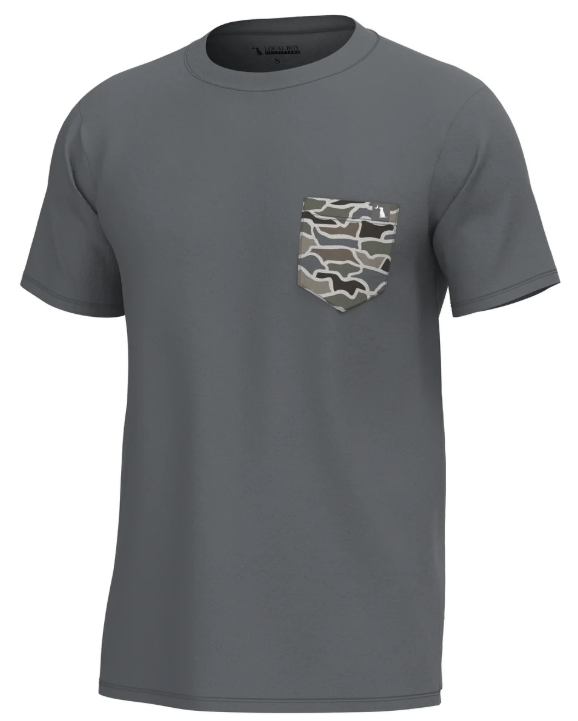 Local Boy S/S Heather Blend Crew, Graphite/Cool Oak Localflage - Large