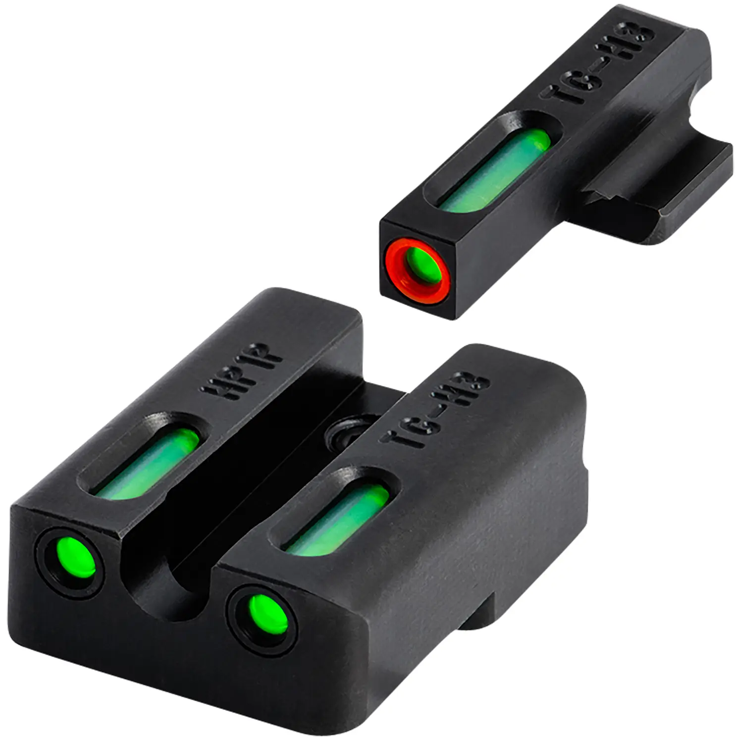 TruGlo TG13KS1PC TFX Pro Black | Green Tritium Fiber Optic Orange Outline Front Sight Green Tritium Fiber Optic Rear Sight