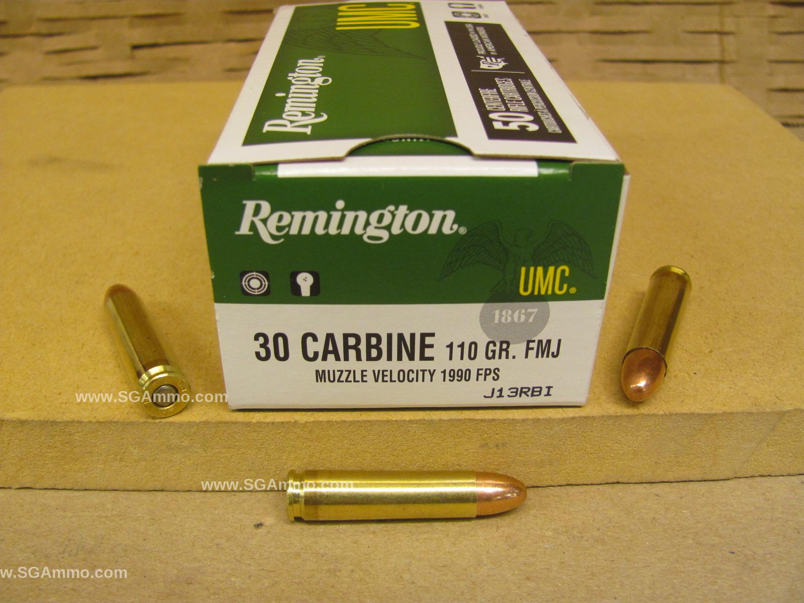 500 Round Case – 30 Cal Carbine 110 Grain FMJ Remington UMC Ammo – L30CR1
