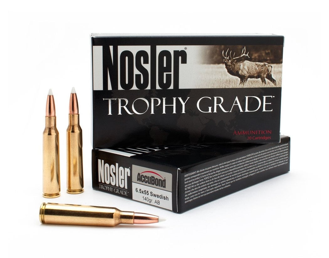 Nosler Trophy Grade 6.5x55 Swedish Mauser 140 grain AccuBond Rifle Ammo, 20/Box - 60022