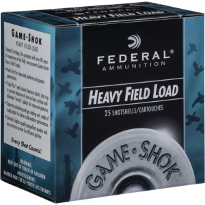 Federal Game-Shok Heavy Field 20 Gauge 2-3/4\" 1 oz #7.5 Lead Shot 25 Round Box Brass-Plated Steel Case.