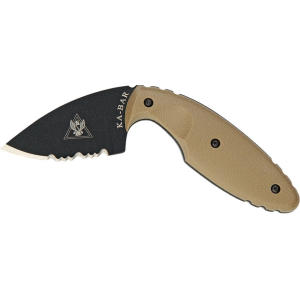 KA-BAR TDI Law Enforcement Fixed Blade Knife 2.3" Fully Serrated Drop Point AUS-8 Matte Blade Zytel Handle Coyote