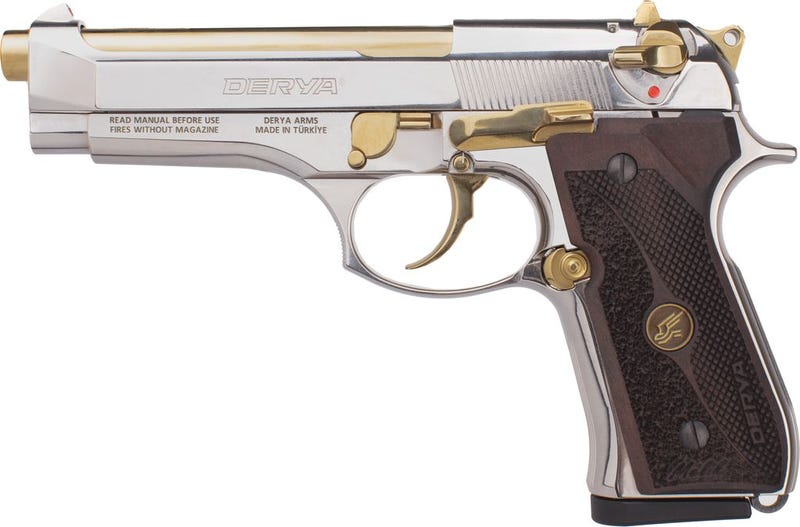 Derya Melik Nickel / Gold 9mm 4.9" Barrel 17-Rounds