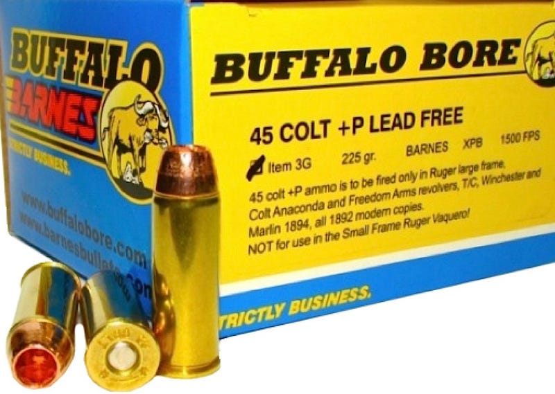 Buffalo Bore 45 LC +P 225 grain Barnes XPB Lead-Free Pistol and Handgun Ammo, 20/Box - 3G/20