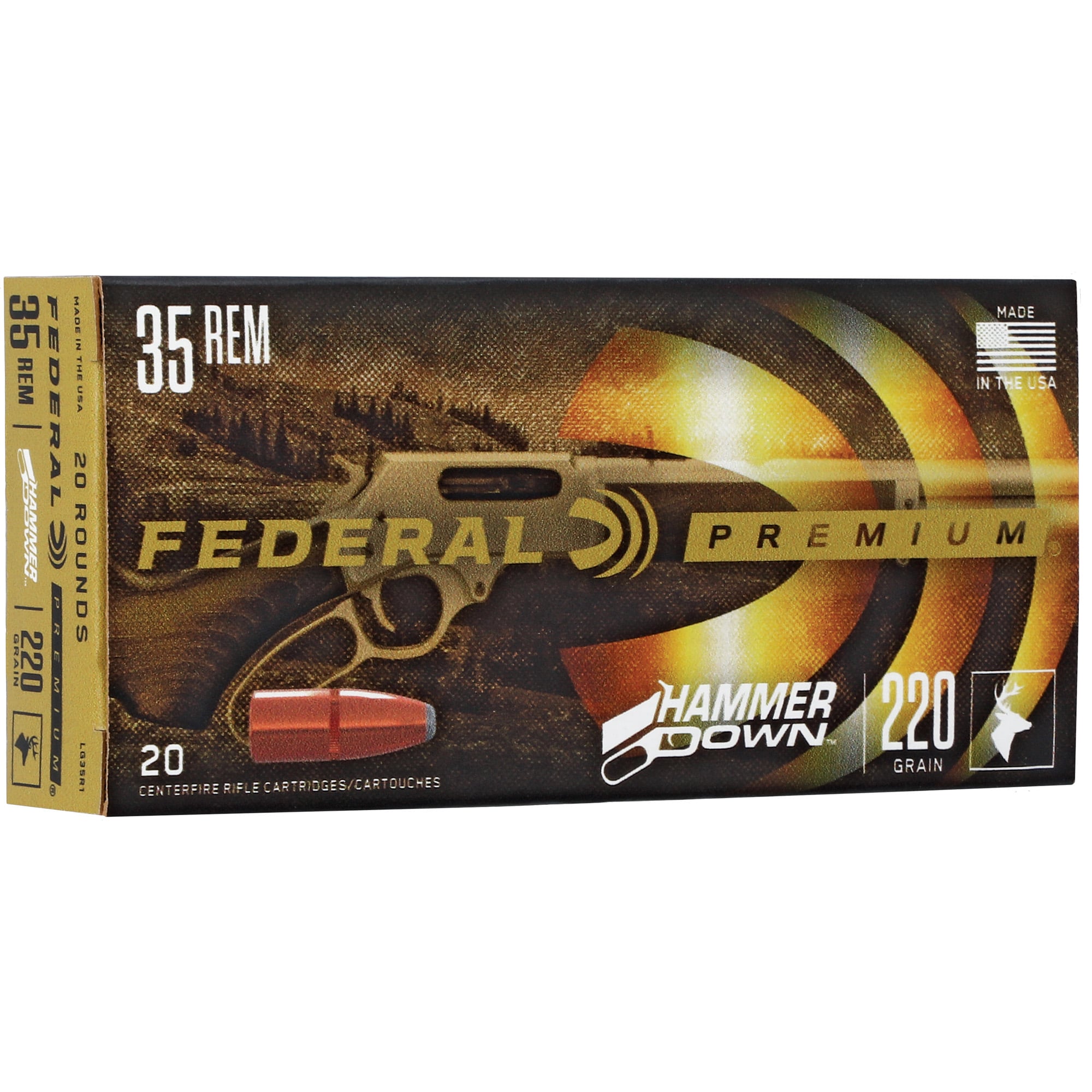 Federal HammerDown .35 Remington Ammunition, 20 Rounds Soft Point 220Gr - LG35R1