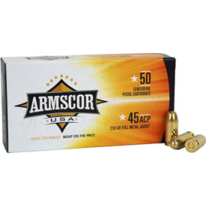 Armscor USA 45 ACP 230gr FMJ 50-Round Box Brass Case