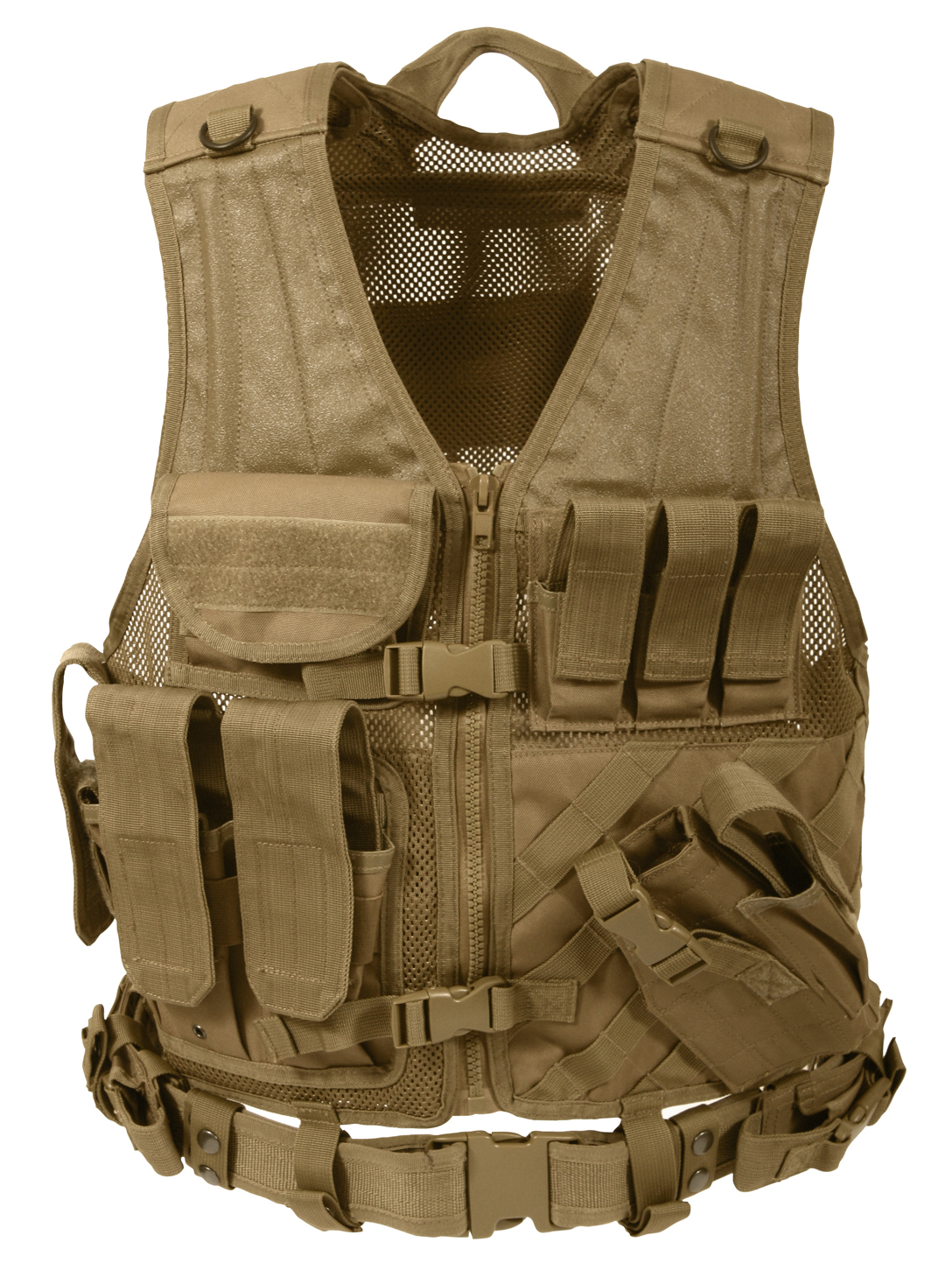 Rothco Cross Draw Molle Tactical Vest - Coyote Brown, Regular