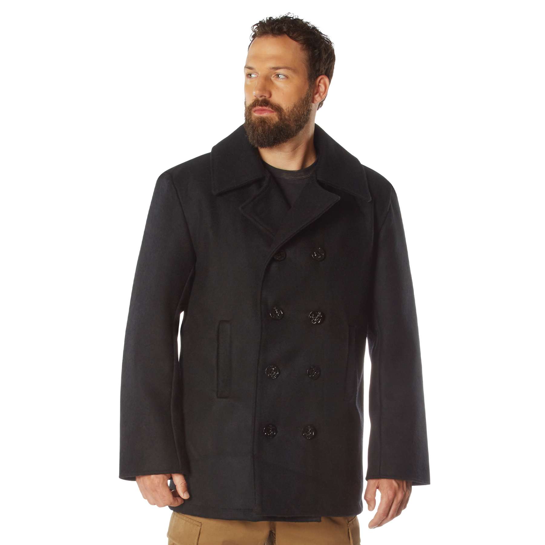 Rothco Wool Pea Coat - Black, X-Small