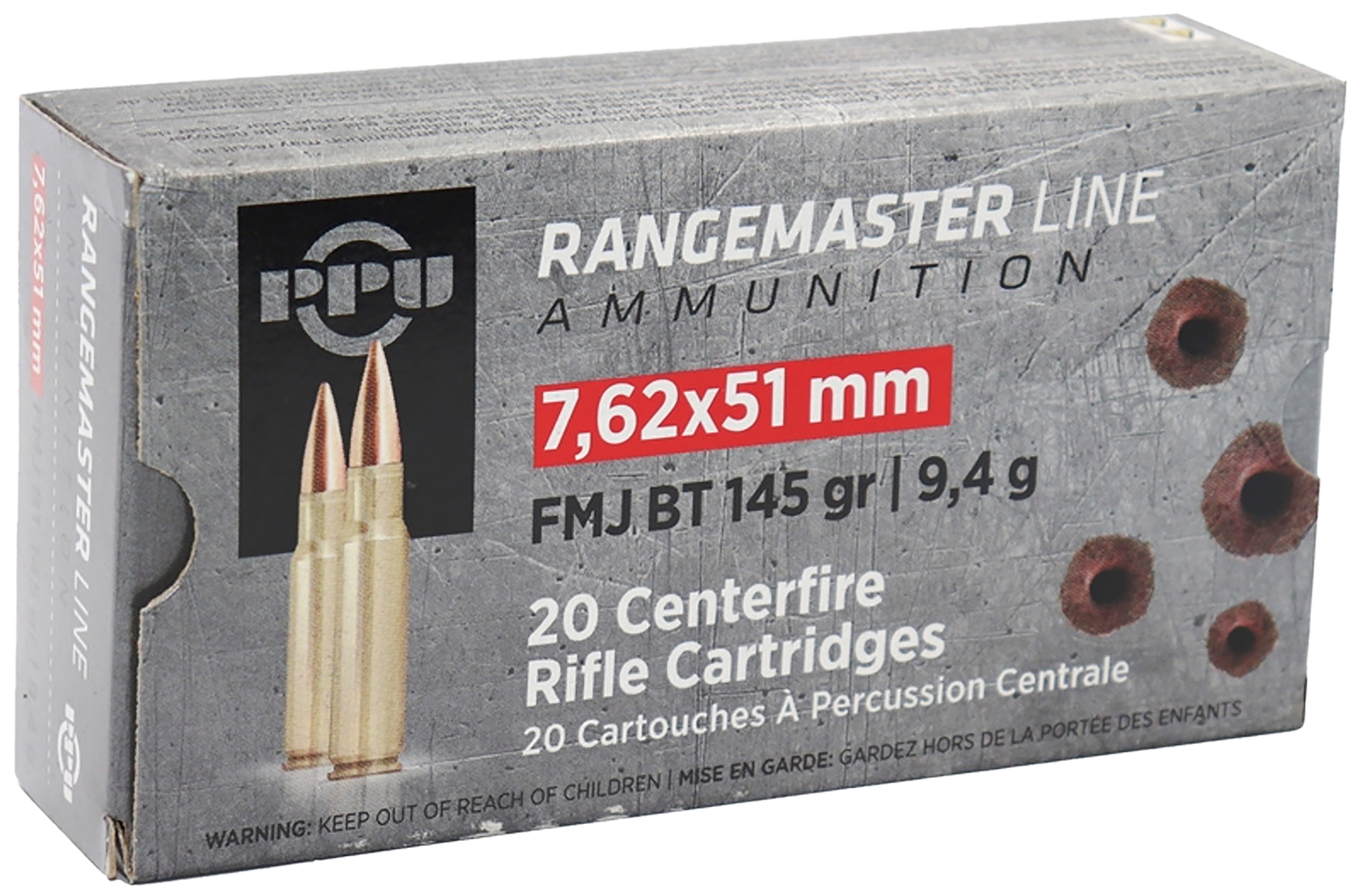 PPU Rangemaster 7.62x51mm NATO 145 Gr FMJ BT 20 Rounds (Box)