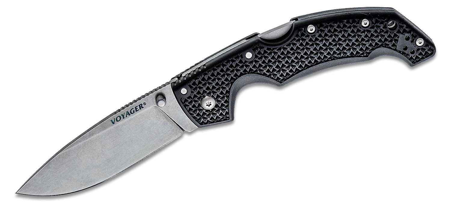 Cold Steel Voyager Large Folding Knife Drop Point Blade in Bold Black - CS-29AB