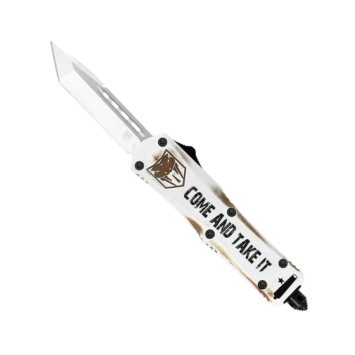Carry Freedom CobraTec Knives FS-3 Come and Take It Small OTF Tanto Knife, White - SCATIFS-3TNS