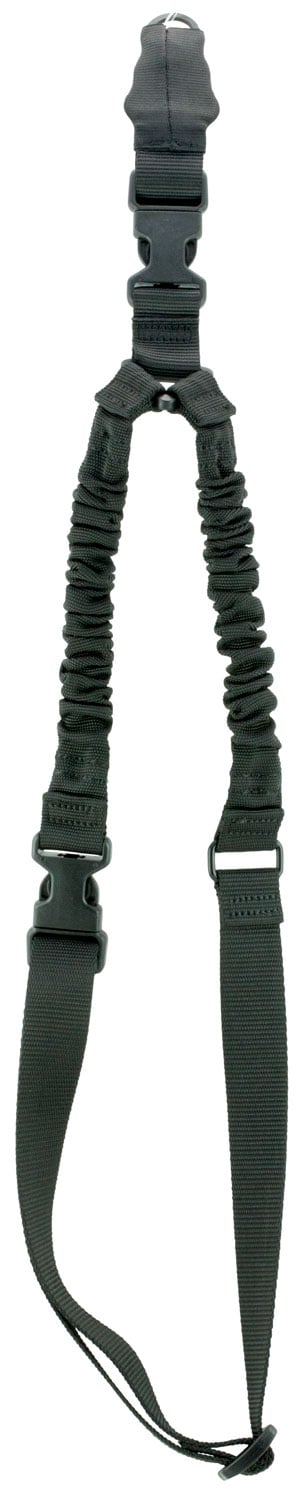 Aim Sports 1-Point Bungee Adjustable Heavy-Duty Sling w/ Steel Clip, Black - AOPS01B