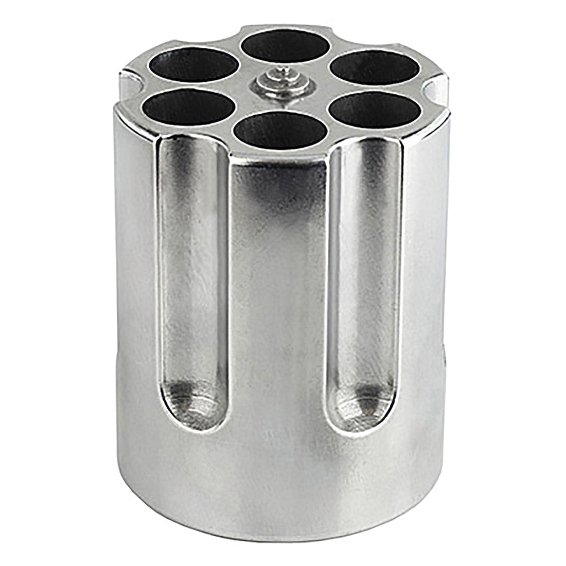 Caliber Gourmet Small Gun Cylinder Revolver Pen Holder, Silver