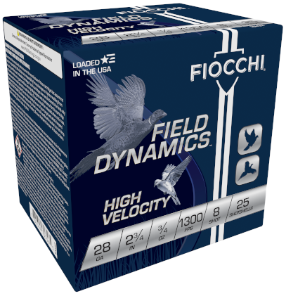 FIOCCHI 28GA 2.75″ 3/4OZ #8 – 1300FPS 25RD 10BX/CS - No Credit Card Fees - Low, flat rate shipping