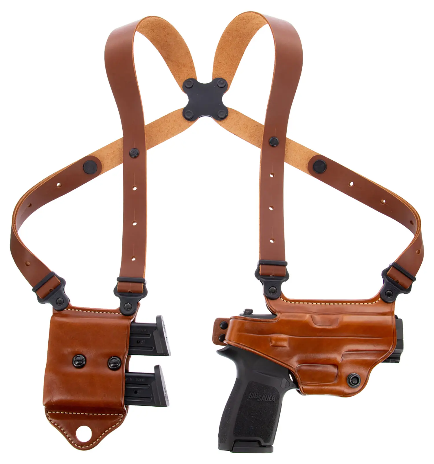 Galco MCII652 Miami Classic II Shoulder System Size Fits Chest Up To 56" Tan Leather Compatible w/S M Shield/Glock 43/43X Right Hand