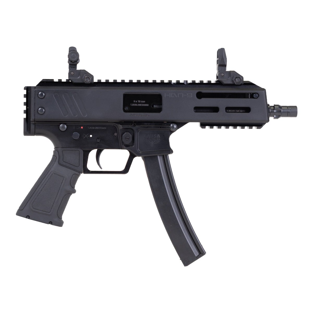 Panzer Han9 6.5" 9mm 30rd Pistol MP5 Compatible with Flip Up Sights - PAHAN9PCCB