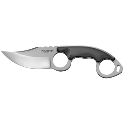 Cold Steel Double Agent 3" Clip Point Drop Point Knife With Sheath, Silver - 39FNZ