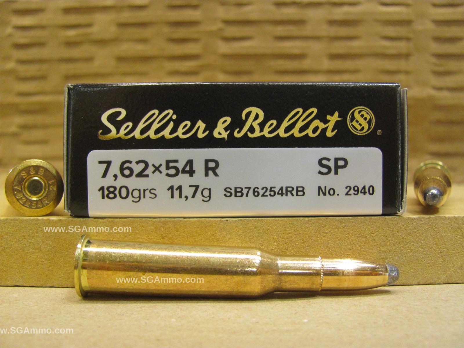 400 Round Case – 7.62x54R 180 Grain Soft Point Ammo by Sellier Bellot – SB76254RB