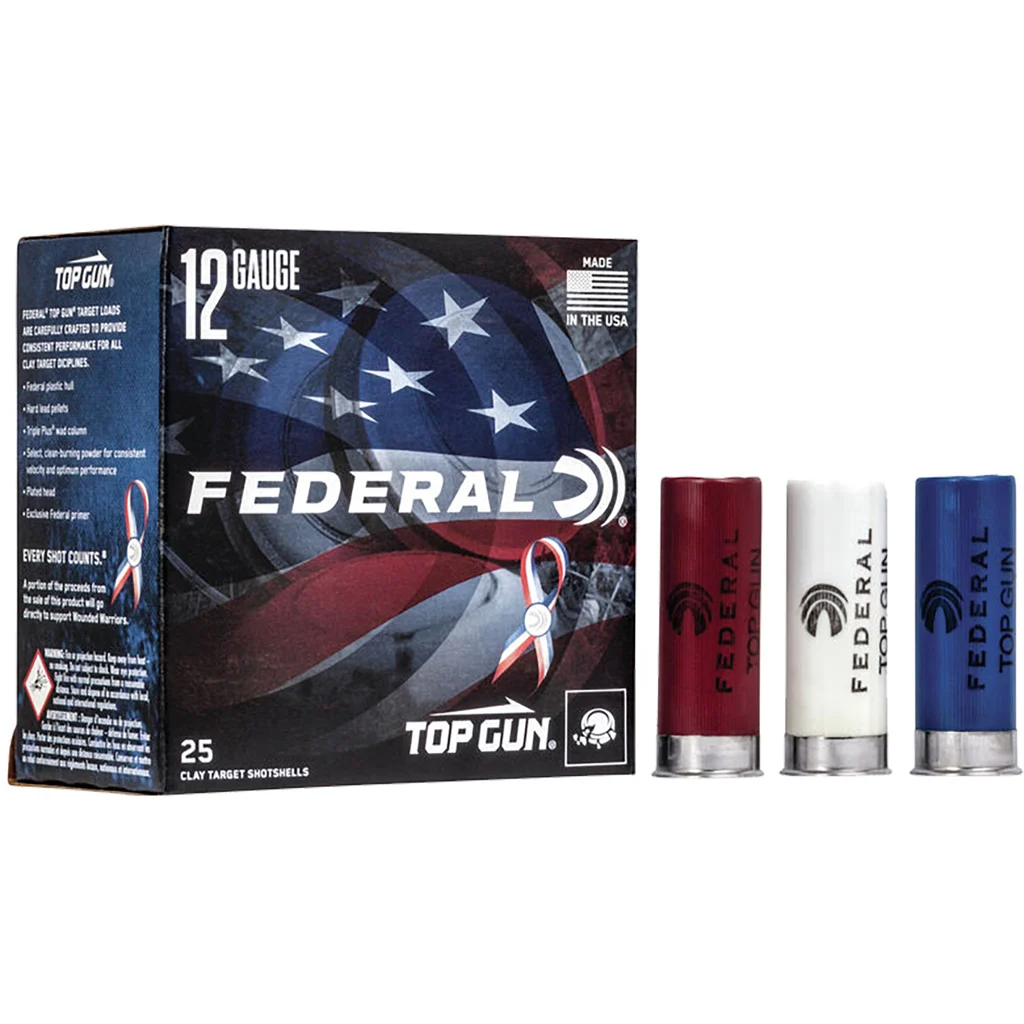 Federal Top Gun Red, White Blue Edition Load 12 Gauge 2.75 in. 1 1/8 oz. 8 Shot 25 rd.