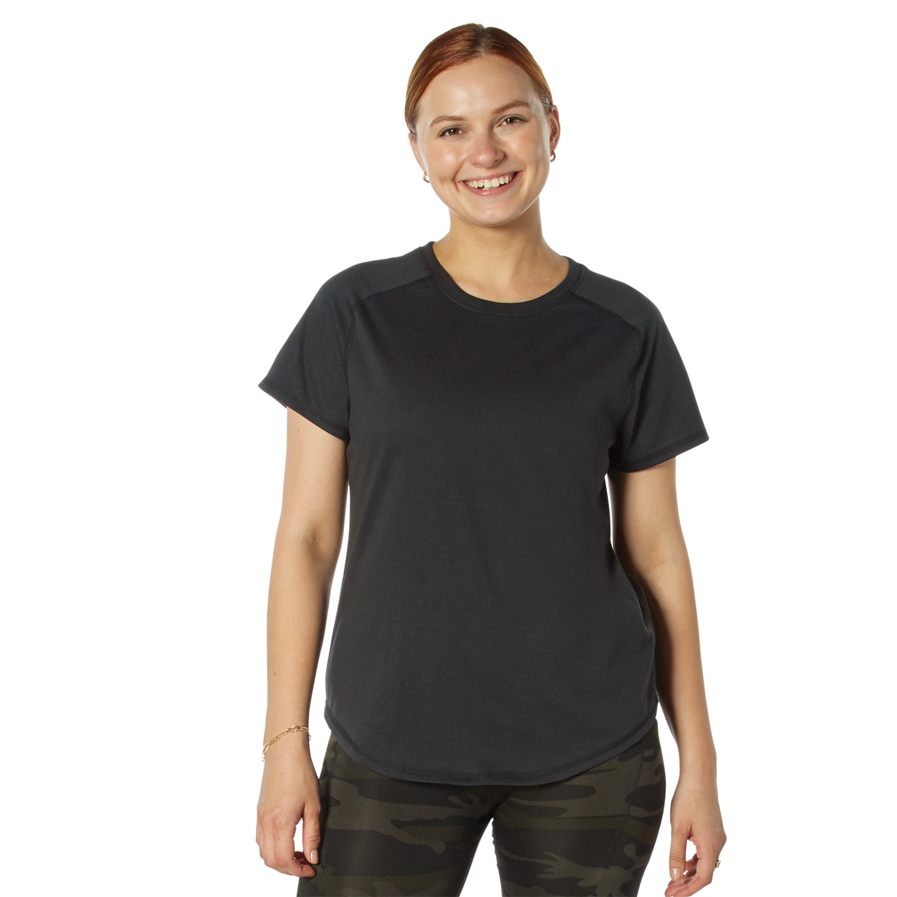 Rothco Womens Essential Moisture Wicking Raglan Sleeve T-Shirt - Black, 2X-Large
