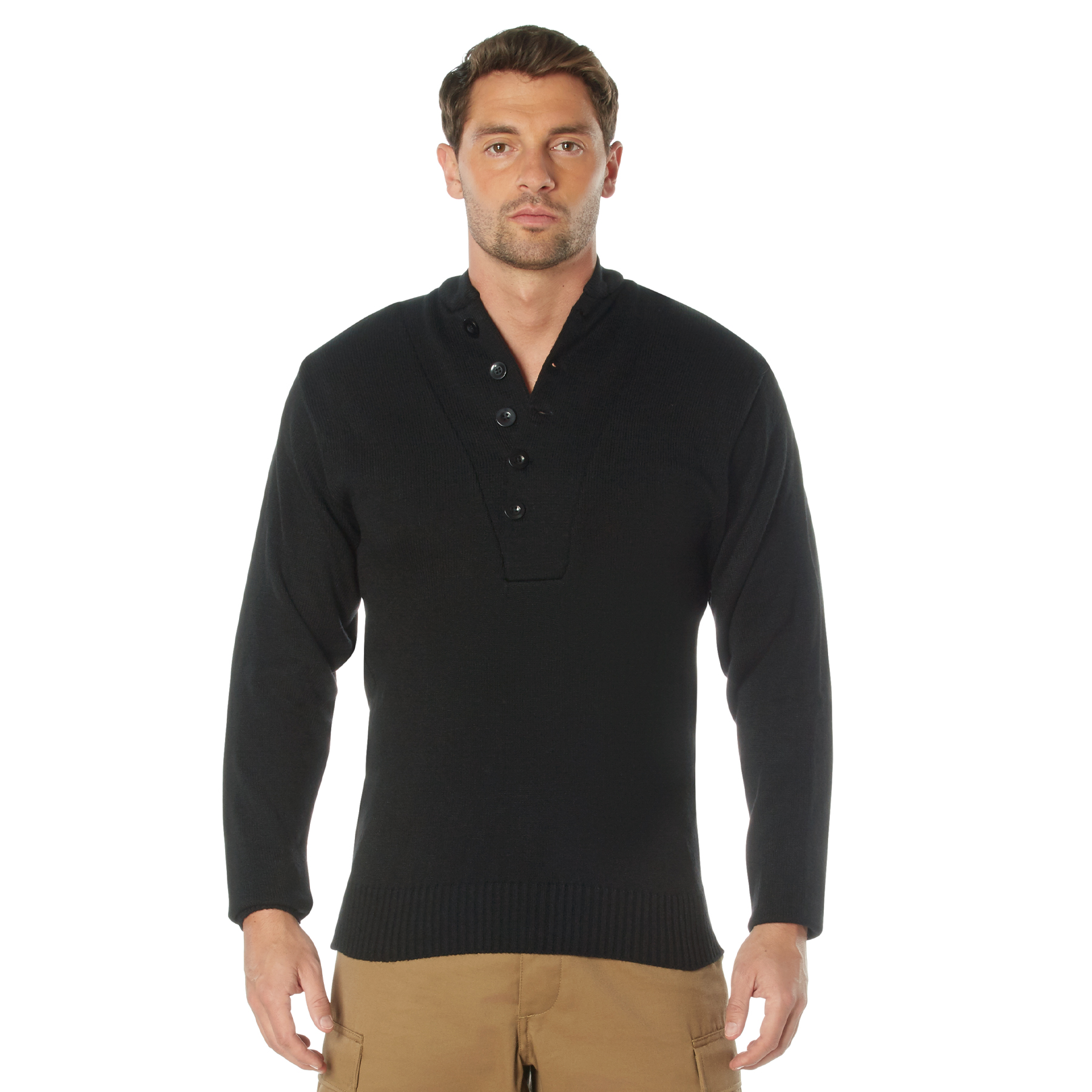 Rothco G.I. Style 5-Button Sweater - Black, X-Large
