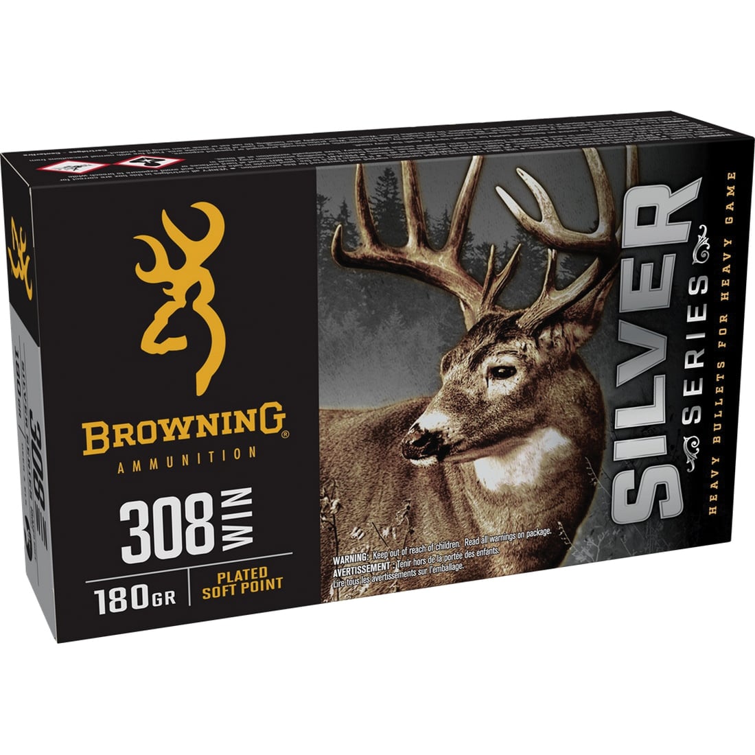 Browning Ammo B192603081 Silver 308Win 180gr Plated Soft Point 20 Per Box/10 Case - No Credit Card Fees - Low, flat rate shipping