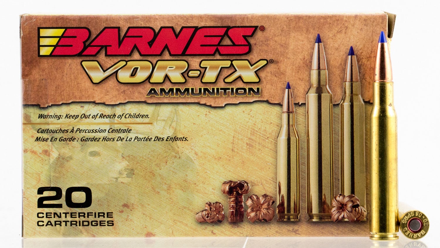Barnes Bullets VOR-TX 168 gr Tipped TSX Boat Tail .30-06 Spfld Ammo, 20/box - 21565