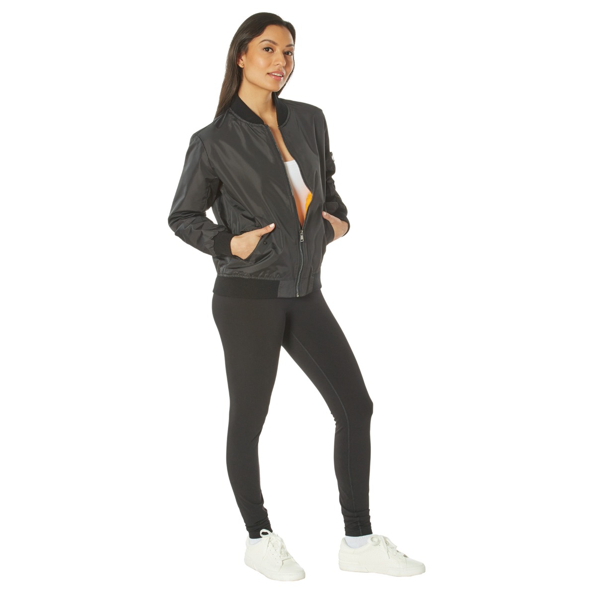 Rothco Womens Lightweight Ma-1 Flight Jacket - Black, Large