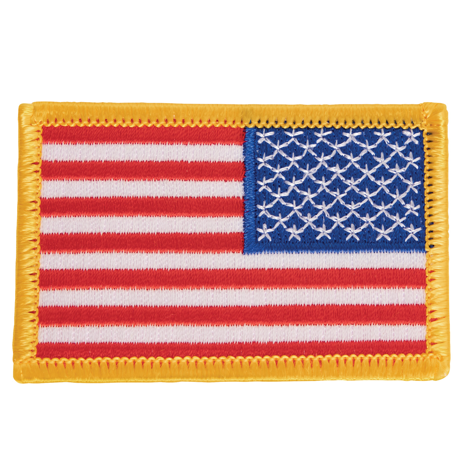 Rothco Iron On - Sew On Embroidered Us Flag Patch With Yellow Border, Orientation Reverse