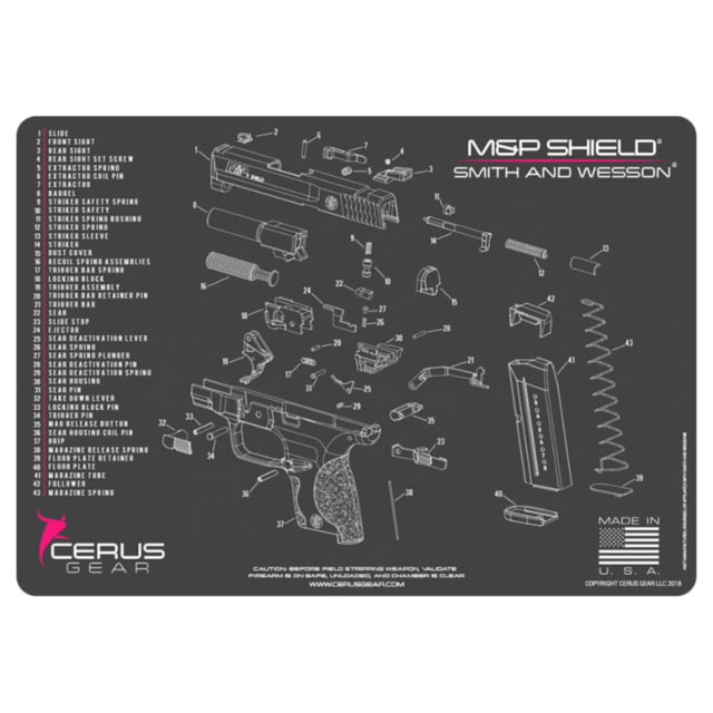 Cerus Gear Smith & Wesson M&P Shield Schematic ProMat 12x17in Charcoal Gray/Pink