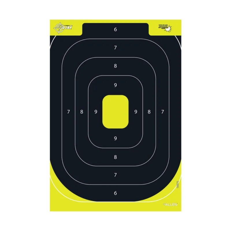 Allen EZ Aim Splash Reactive Paper Target IPSC Silhouette 12.5"x18.25" Yellow and Black 30 per Pad
