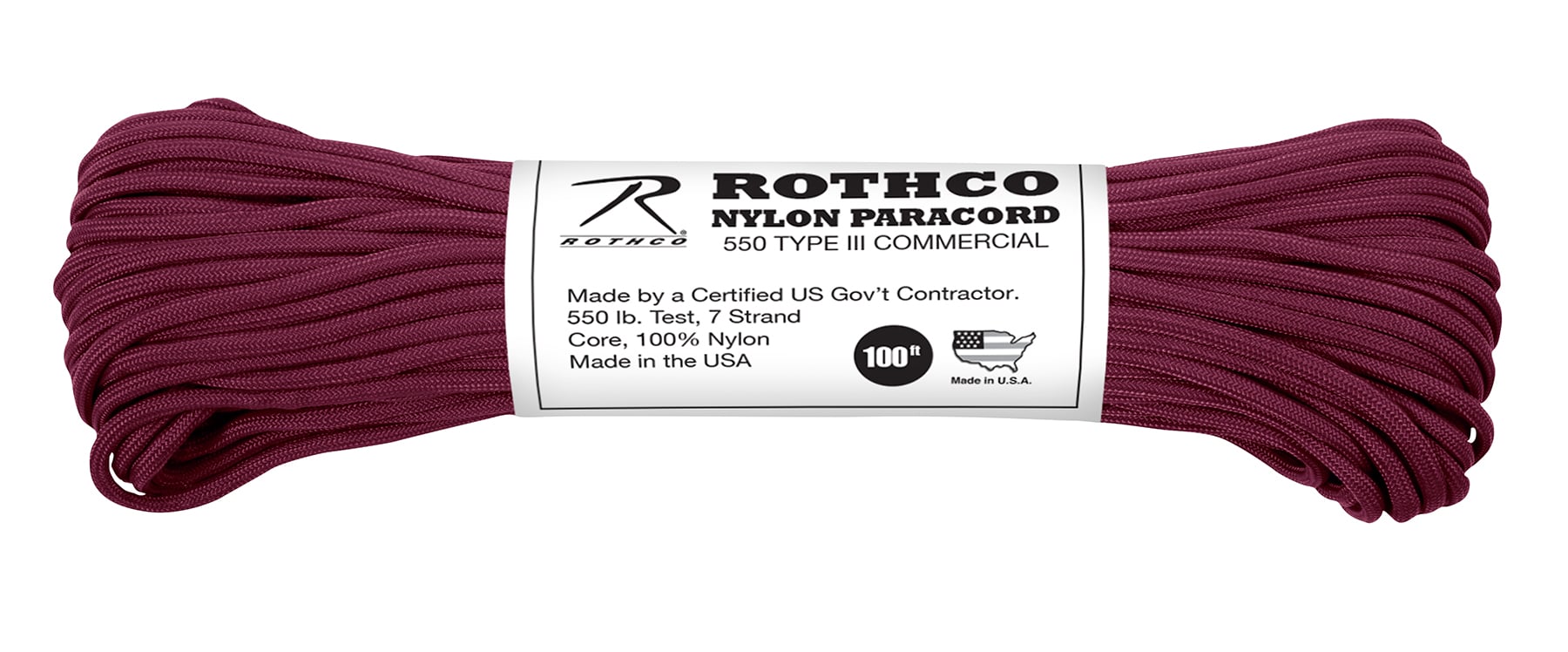 Rothco Nylon Paracord Type III 550 Lb - Burgundy, 100