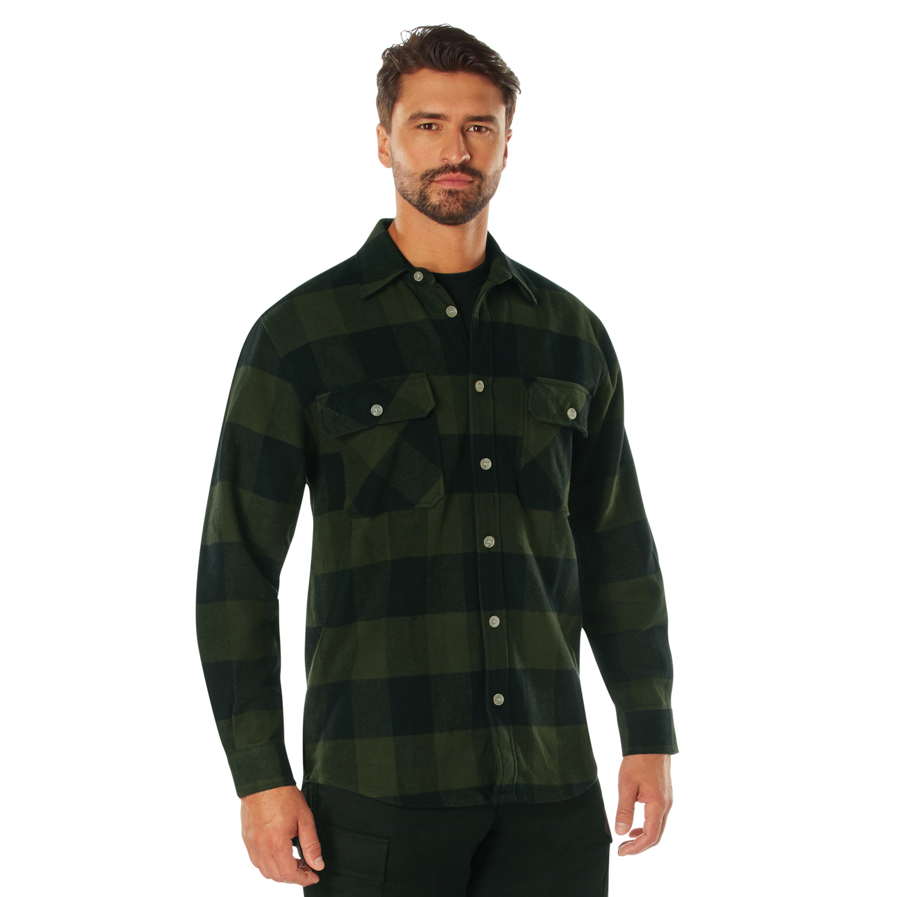 Rothco Extra Heavyweight Buffalo Plaid Flannel Shirt - Olive Drab Plaid, 2X-Large