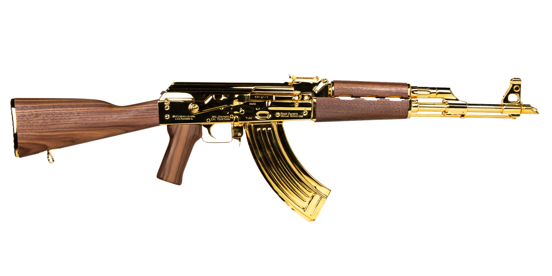 Zastava Arms USA ZPAPM70 7.62x39mm 16.3" 30rd AK Rifle, Gold/Walnut - ZR7762WMGL