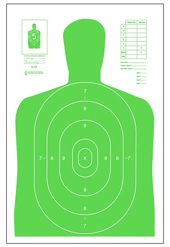 Action Target High Visibility Fluorescent Silhouette Targets 23x35  100 Count (Green/White)