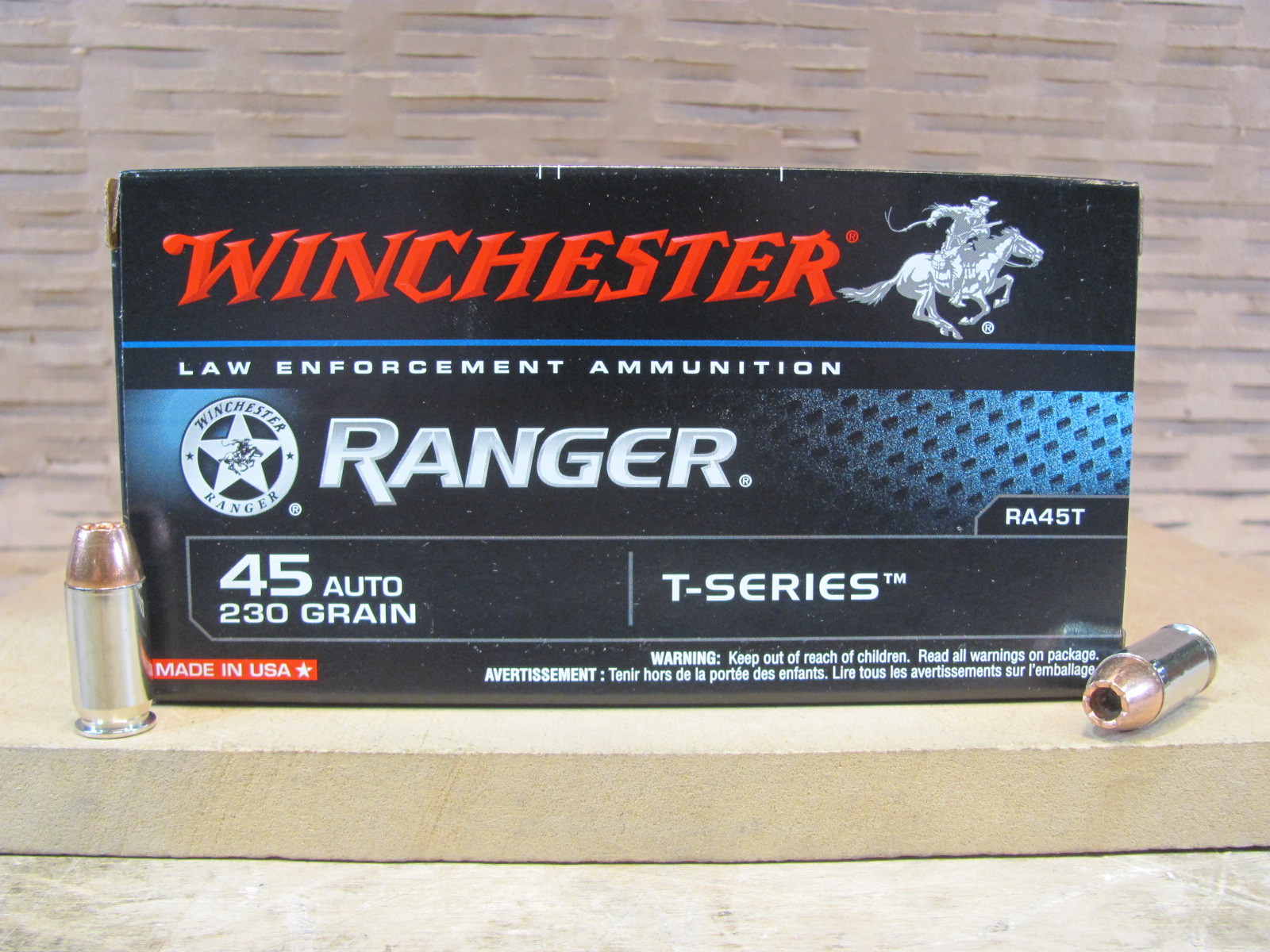 500 Round Case – 45 Auto 230 Grain Winchester Ranger T-series Hollow Point Ammo – RA45T
