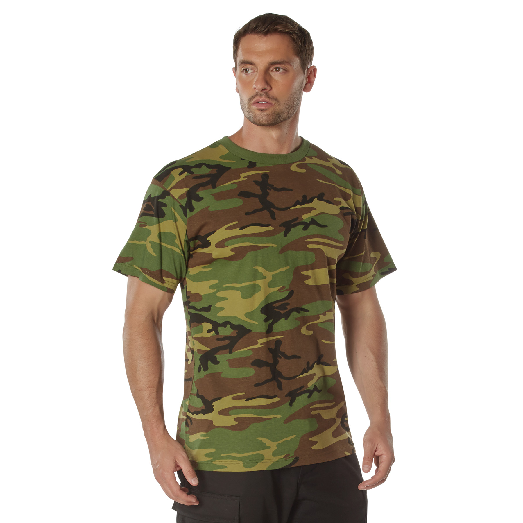 Rothco Camo 100 Cotton T-Shirt - Woodland Camo, Medium