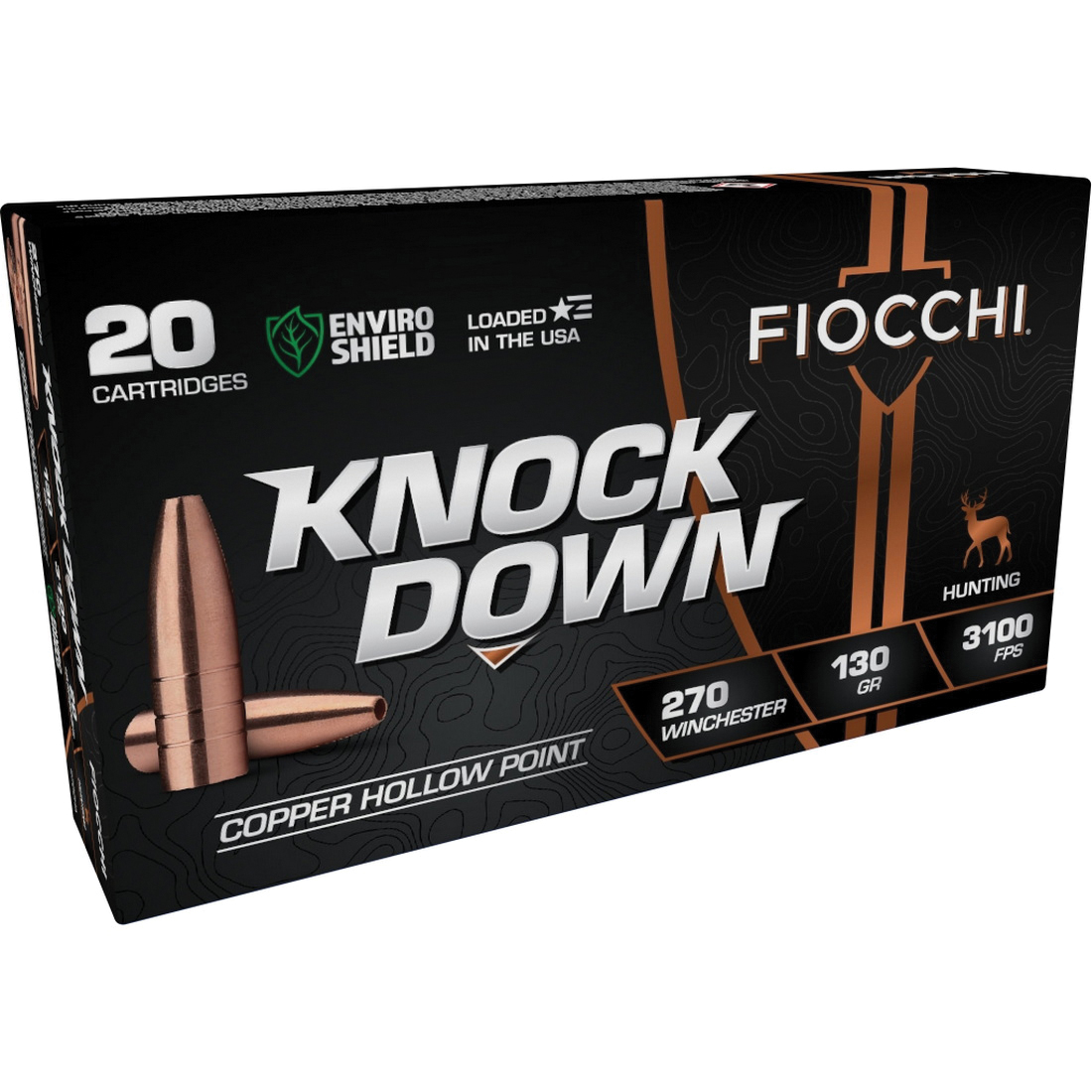 Fiocchi KnockDown .270 Winchester 130 gr LFCHP 20rds Rifle Ammo for Reliable Performance - 270CHA