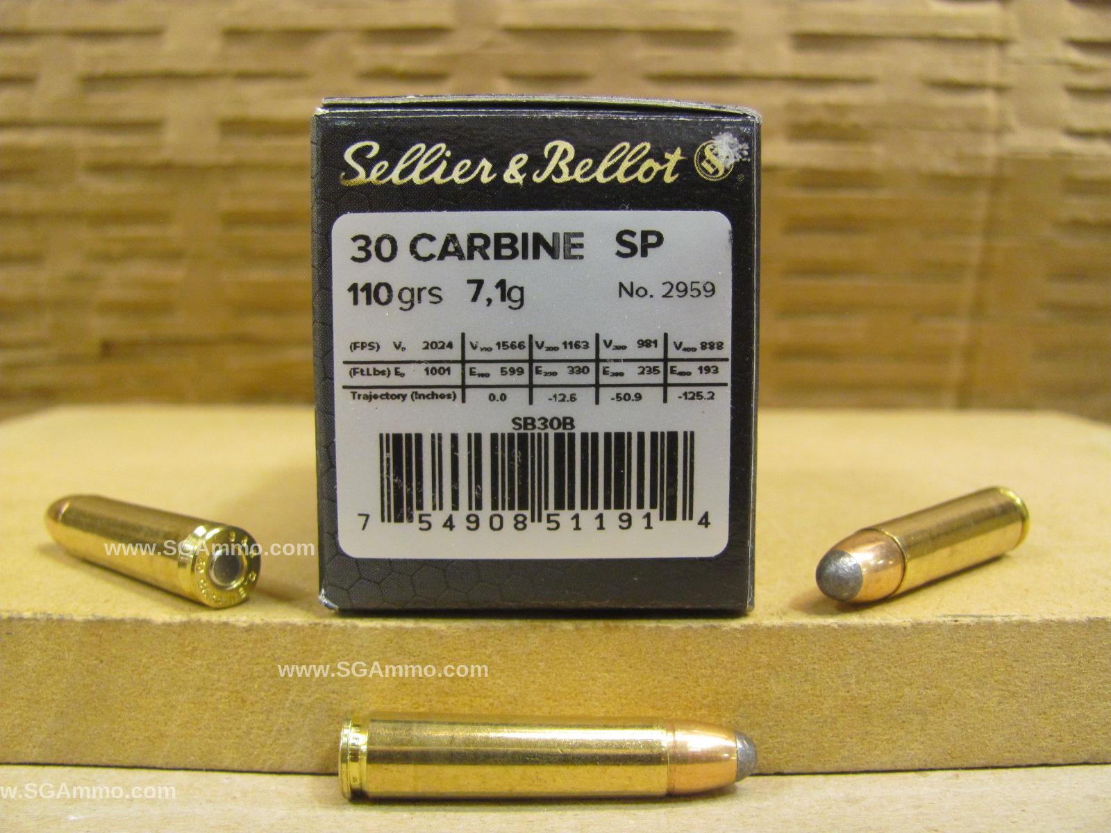 1000 Round Case – 30 Carbine 110 Grain Soft Point Sellier Bellot Ammo – SB30B