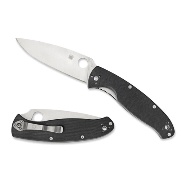 Spyderco Resilience Drop Point Folding Knife, 4.25", Black - C142GP