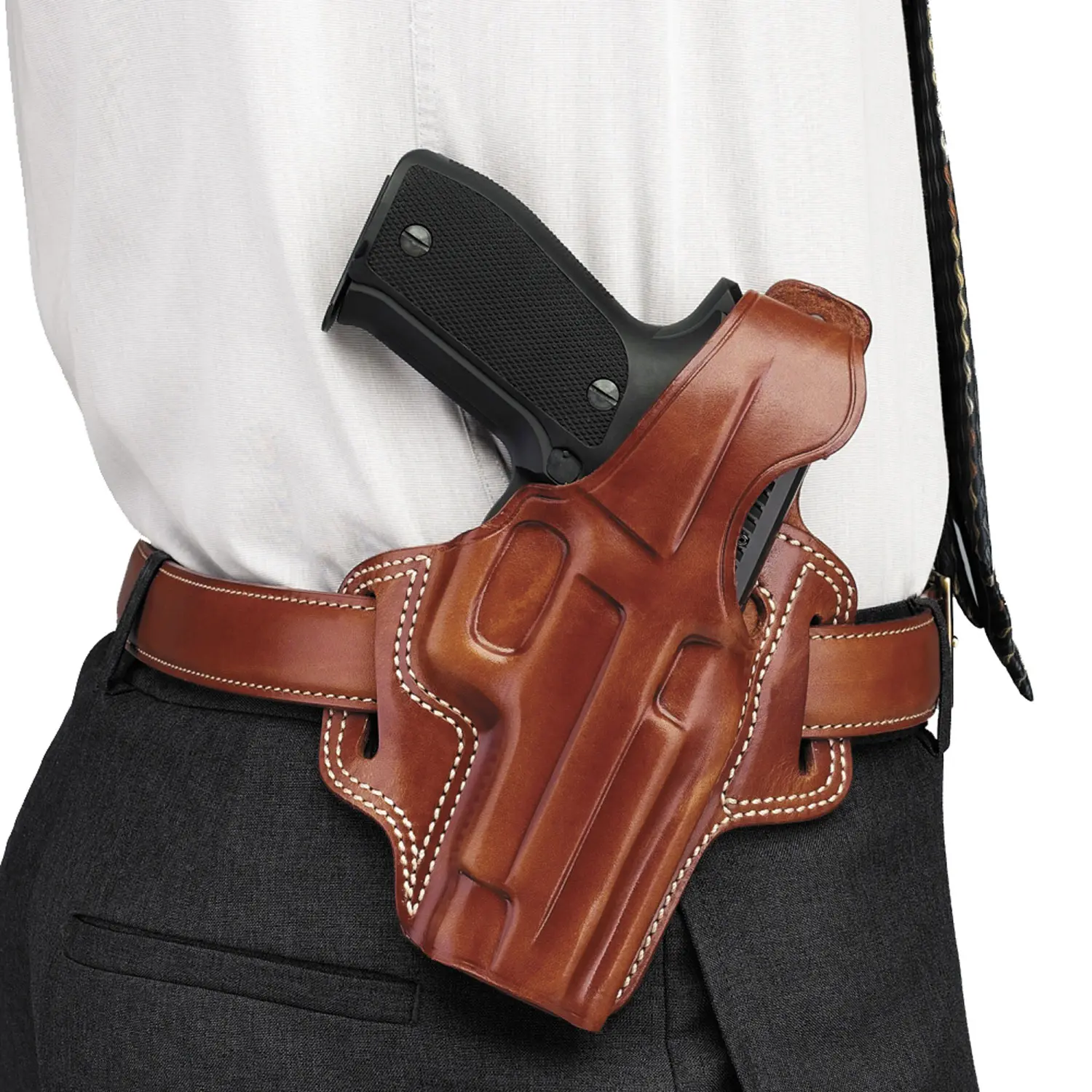 Galco FL114 Fletch OWB Tan Leather Belt Slide Fits S K Frame Fits Ruger Security-Six Right Hand