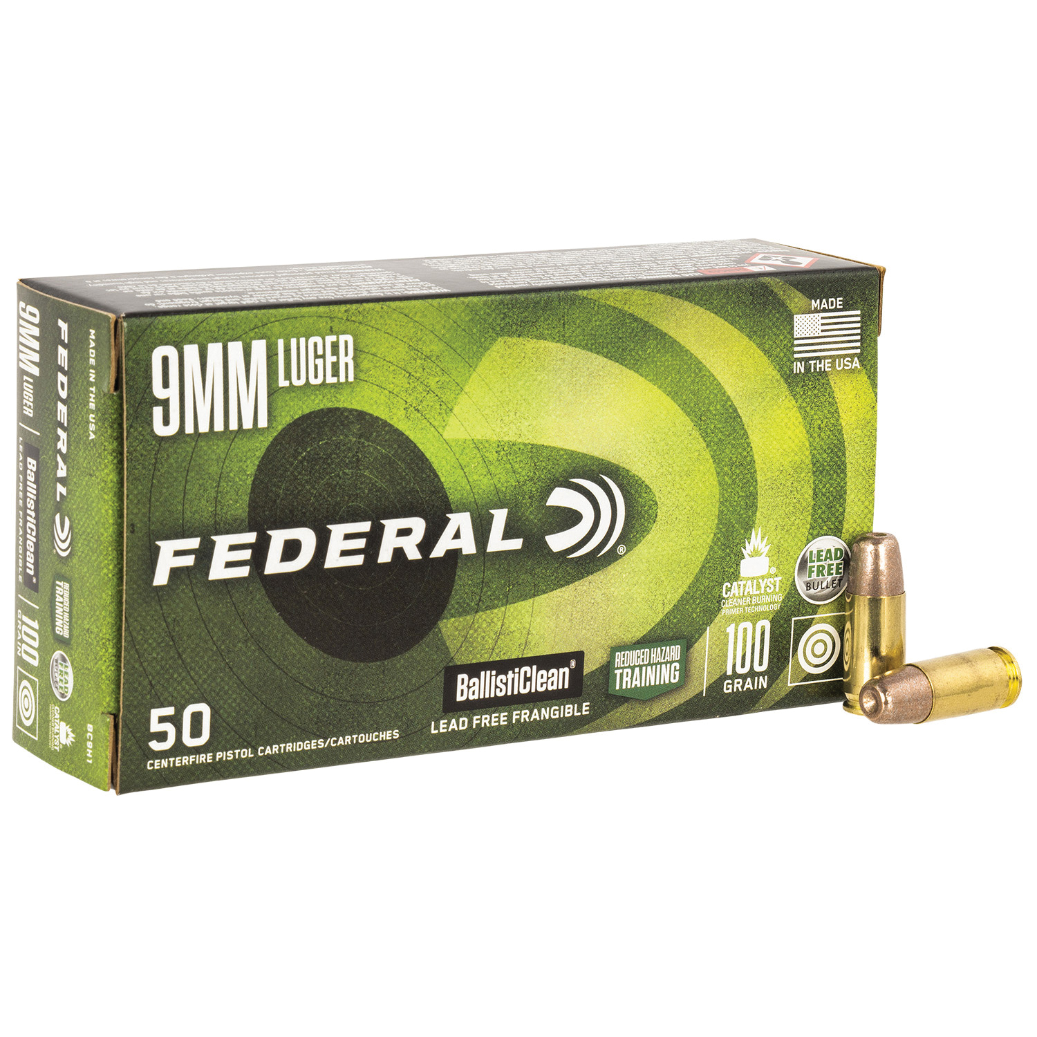 Federal BallistiClean 9mm 100 gr Ammo Lead-Free Frangible - 50rds - BC9H1