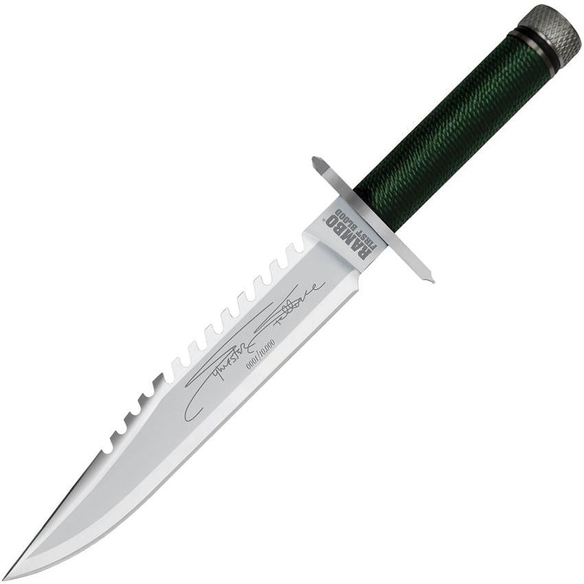 Rambo Knives Mini Rambo First Blood Sawback Knife, Green - RB9431