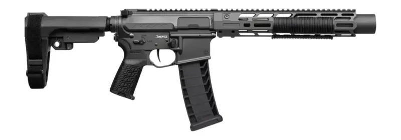 CMMG 94A68CD-TNG Zeroed Banshee Mk4 9mm Luger 33+1 6.50" Black Nitride Threaded Barrel, Tungsten Cerakote Aluminum Receiver w/Picatinny Rail, M-LOK Handguard, Black Polymer CMMG RipBrace, CMMG Zeroed