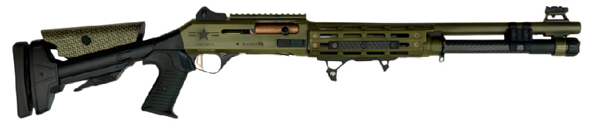 Orthos Arms Raider Vanguard Elite S4 18.5" 12GA Semi-Auto Shotgun w/ Kevlar Stock, Distressed Army Green
