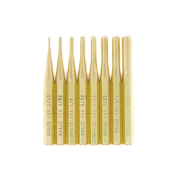 Grace USA Brass 8-Piece Pin Punch Set