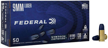 Federal Syntech Defense 9mm 138 Grain Segmented Hollow Point (SHP) Ammo