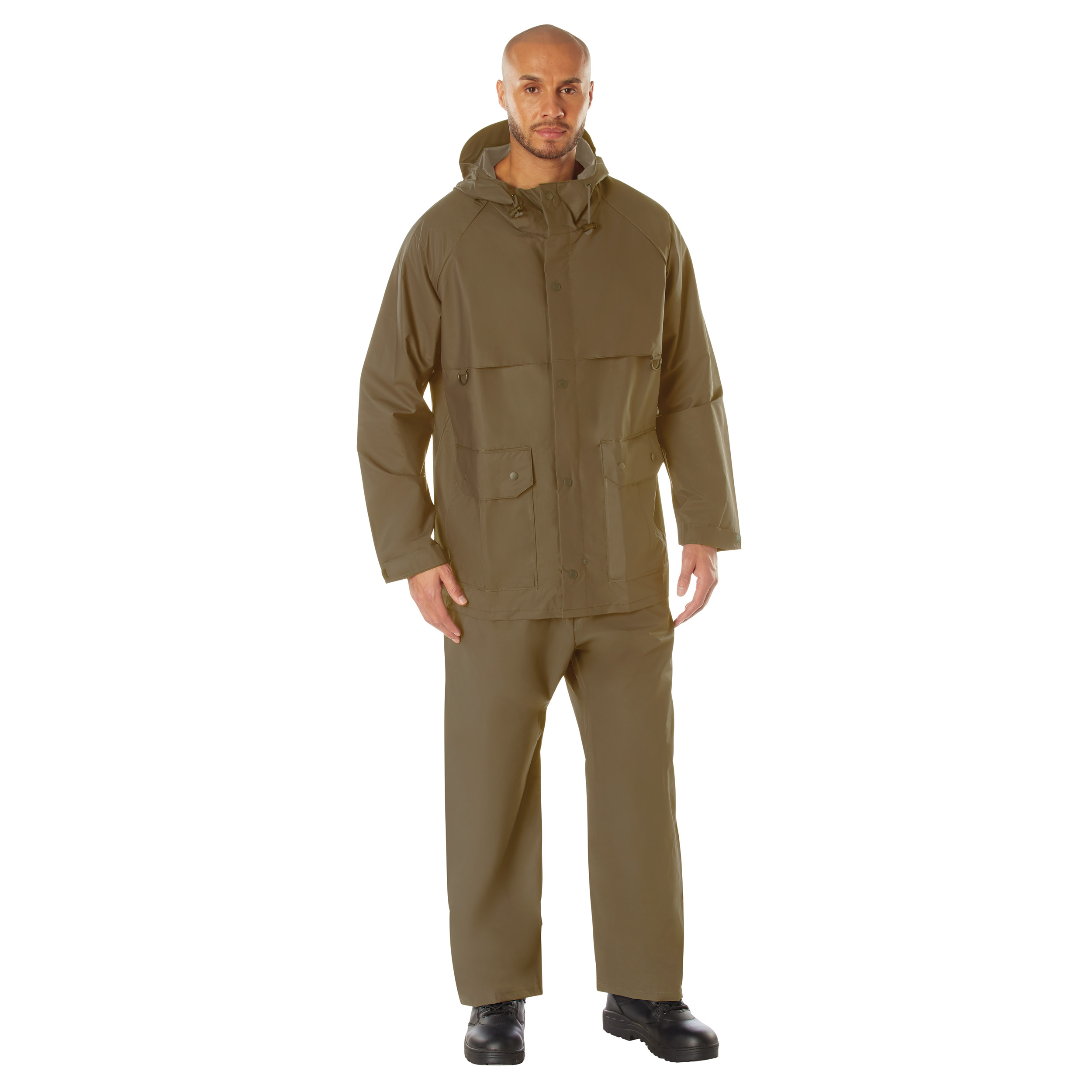 Rothco 2 Piece Microlite Pvc Rainsuit - Coyote Brown, Small