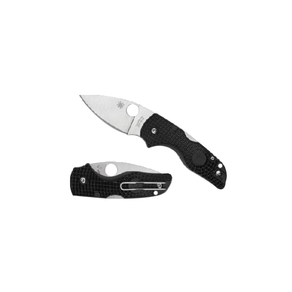 Spyderco Lil Native Lightweight Folding Knife Drop Point Black Plain Edge - Secure Lock, Perfect for EDC - C230PBK