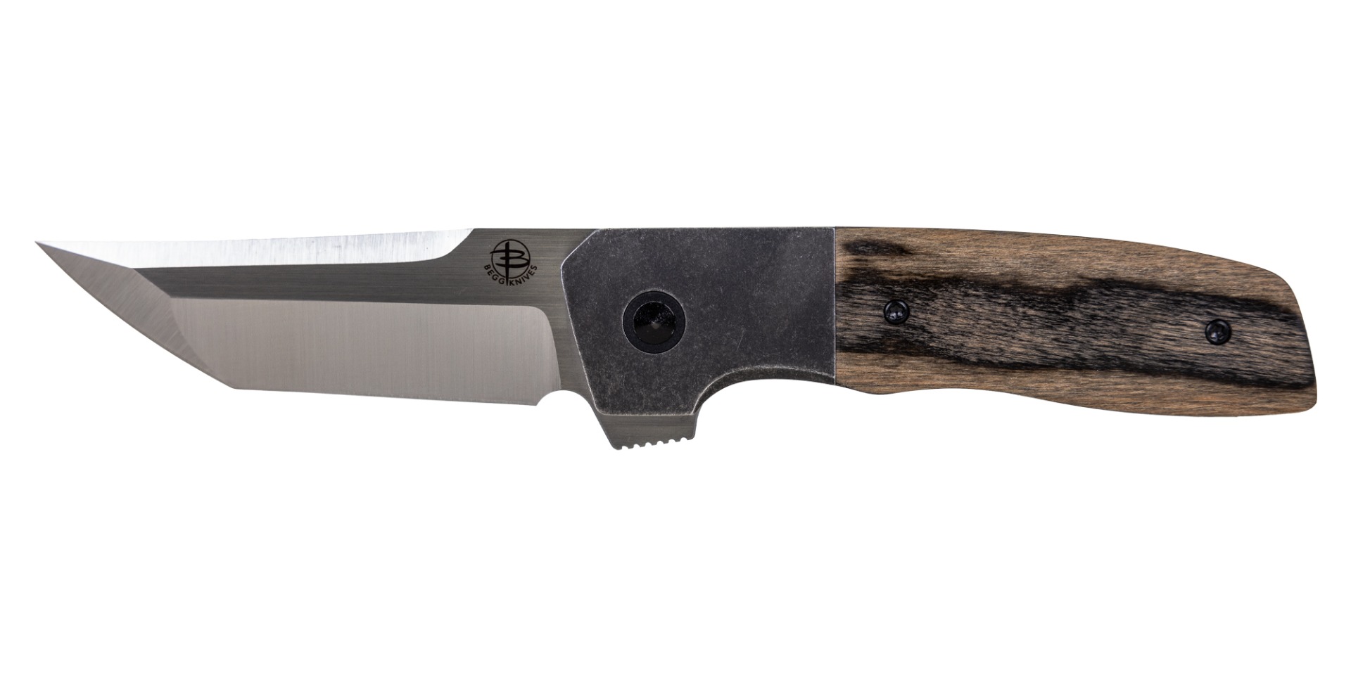 Begg Knives Seishin Folding Tanto Knife, Birchwood - BG054